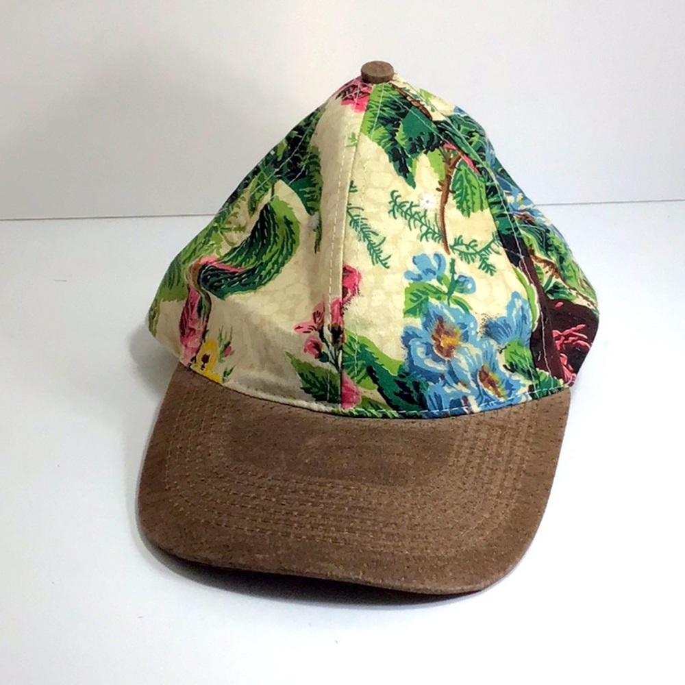 Floral Baseball Cap with Faux Suede